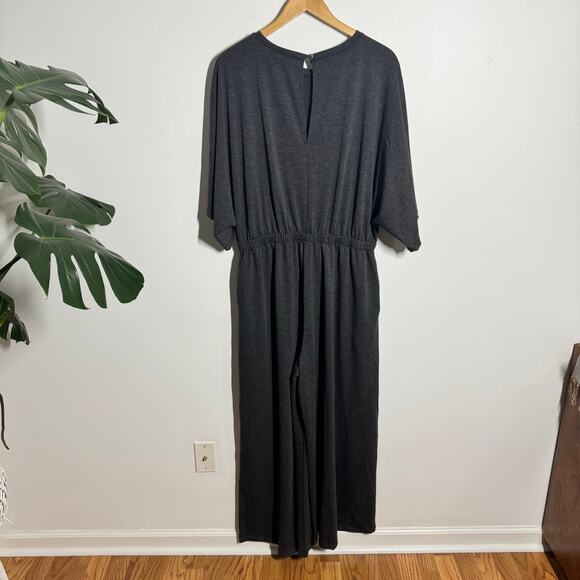 Three Bird Nest Relaxed Wide leg Jumpsuit Women XL Gray Pocket Lounge Casual - Picture 6 of 11